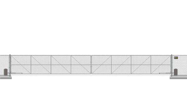 Automated chain link swing gate in closed position
