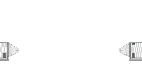 Automated chain link swing gate in open position