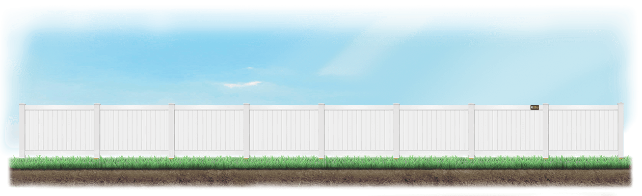 Straight Vinyl fence on level ground